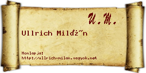 Ullrich Milán névjegykártya
