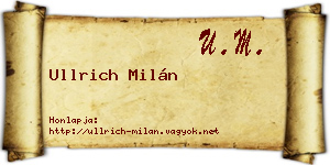 Ullrich Milán névjegykártya